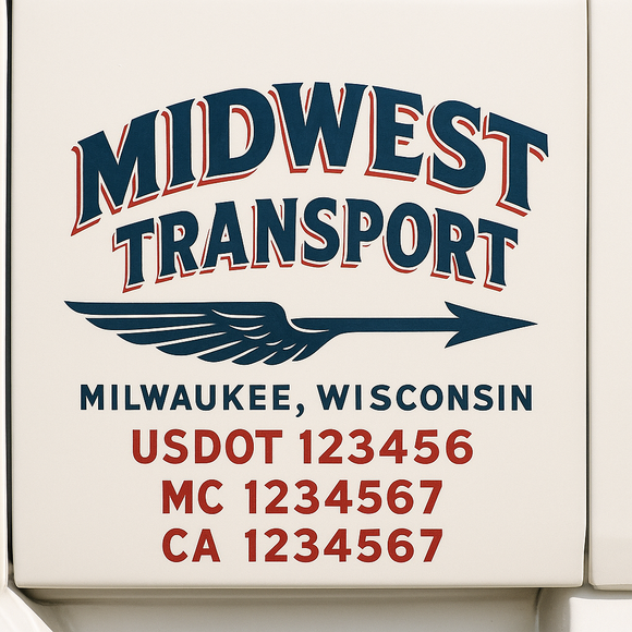 Custom Truck Door Decal Sticker Lettering Sign With Business Name, City-State, USDOT, MC, GVW, CA, KYU, VIN (Set of 2)