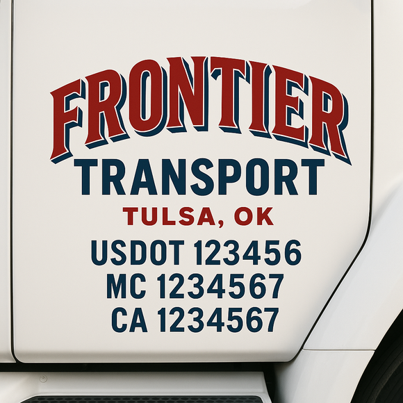 Custom Truck Door Decal Sticker Lettering Sign With Business Name, City-State, USDOT, MC, GVW, CA, KYU, VIN (Set of 2)