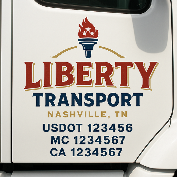 Custom Truck Door Decal Sticker Lettering Sign With Business Name, City-State, USDOT, MC, GVW, CA, KYU, VIN (Set of 2)