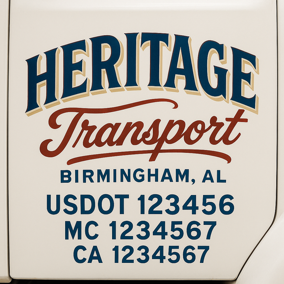 Custom Truck Door Decal Sticker Lettering Sign With Business Name, City-State, USDOT, MC, GVW, CA, KYU, VIN (Set of 2)