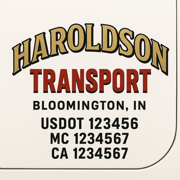 Custom Truck Door Decal Sticker Lettering Sign With Business Name, City-State, USDOT, MC, GVW, CA, KYU, VIN (Set of 2)