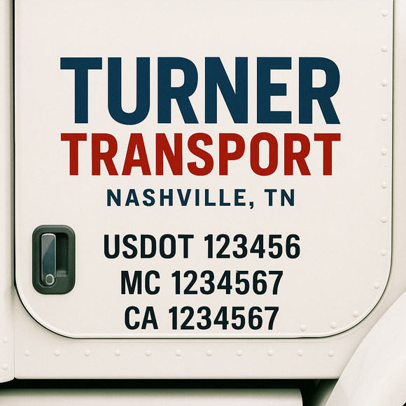 Custom Truck Door Decal Sticker Lettering Sign With Business Name, City-State, USDOT, MC, GVW, CA, KYU, VIN (Set of 2)