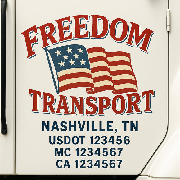 Custom Truck Door Decal Sticker Lettering Sign With Business Name, City-State, USDOT, MC, GVW, CA, KYU, VIN (Set of 2)