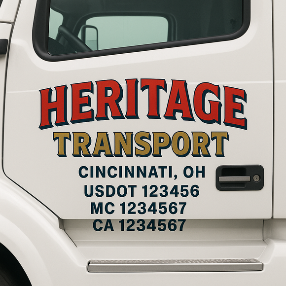 Custom Truck Door Decal Sticker Lettering Sign With Business Name, City-State, USDOT, MC, GVW, CA, KYU, VIN (Set of 2)