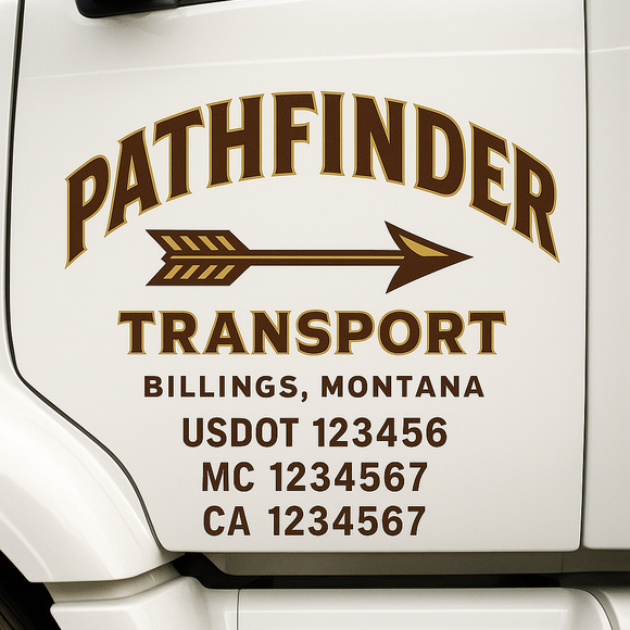 Custom Truck Door Decal Sticker Lettering Sign With Business Name, City-State, USDOT, MC, GVW, CA, KYU, VIN (Set of 2)