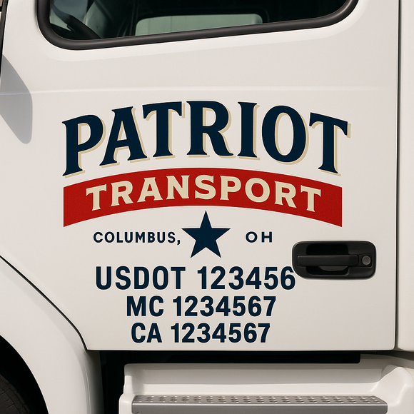 Custom Truck Door Decal Sticker Lettering Sign With Business Name, City-State, USDOT, MC, GVW, CA, KYU, VIN (Set of 2)