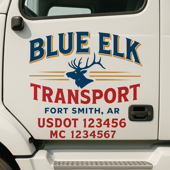 Custom Truck Door Decal Sticker Lettering Sign With Business Name, City-State, USDOT, MC, GVW, CA, KYU, VIN (Set of 2)