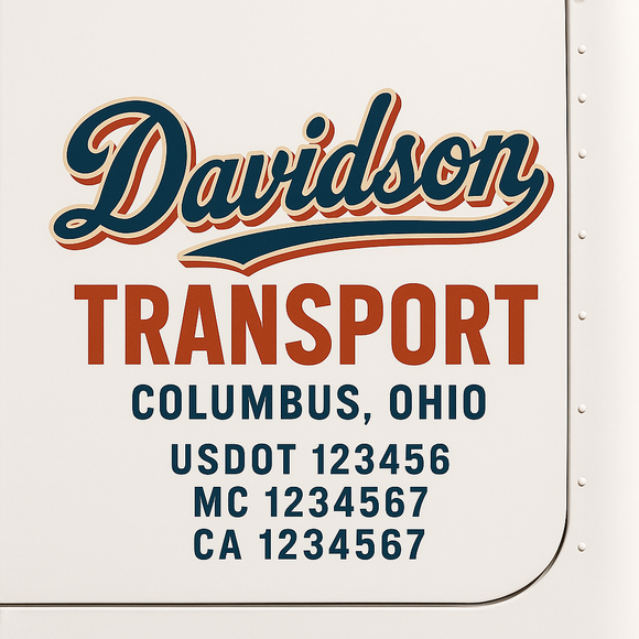 Custom Truck Door Decal Sticker Lettering Sign With Business Name, City-State, USDOT, MC, GVW, CA, KYU, VIN (Set of 2)