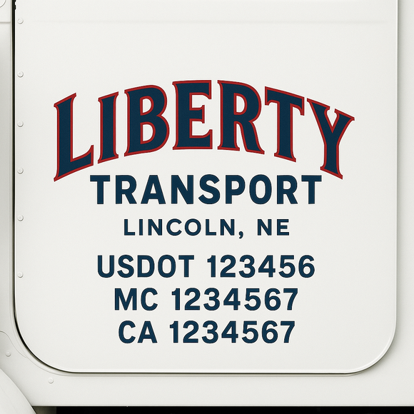 Custom Truck Door Decal Sticker Lettering Sign With Business Name, City-State, USDOT, MC, GVW, CA, KYU, VIN (Set of 2)