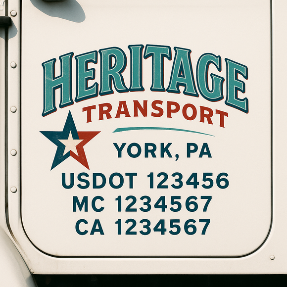 Custom Truck Door Decal Sticker Lettering Sign With Business Name, City-State, USDOT, MC, GVW, CA, KYU, VIN (Set of 2)