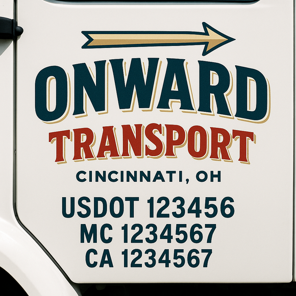 Custom Truck Door Decal Sticker Lettering Sign With Business Name, City-State, USDOT, MC, GVW, CA, KYU, VIN (Set of 2)