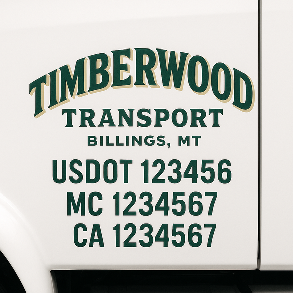 Custom Truck Door Decal Sticker Lettering Sign With Business Name, City-State, USDOT, MC, GVW, CA, KYU, VIN (Set of 2)