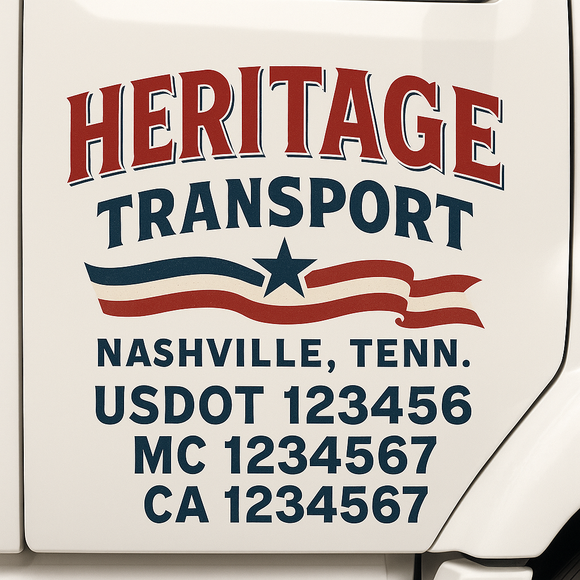 Custom Truck Door Decal Sticker Lettering Sign With Business Name, City-State, USDOT, MC, GVW, CA, KYU, VIN (Set of 2)