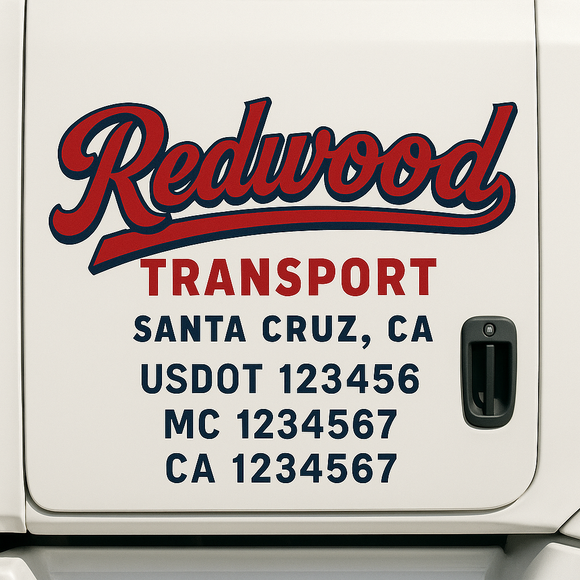 Custom Truck Door Decal Sticker Lettering Sign With Business Name, City-State, USDOT, MC, GVW, CA, KYU, VIN (Set of 2)