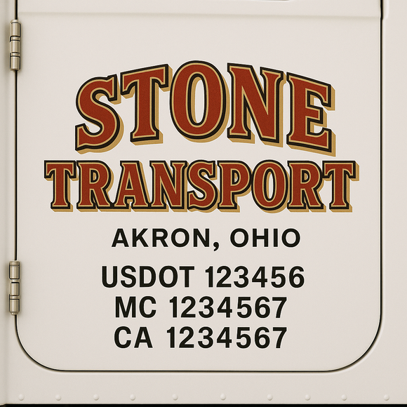 Custom Truck Door Decal Sticker Lettering Sign With Business Name, City-State, USDOT, MC, GVW, CA, KYU, VIN (Set of 2)