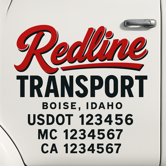 Custom Truck Door Decal Sticker Lettering Sign With Business Name, City-State, USDOT, MC, GVW, CA, KYU, VIN (Set of 2)