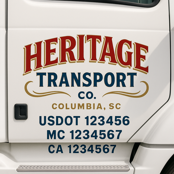 Custom Truck Door Decal Sticker Lettering Sign With Business Name, City-State, USDOT, MC, GVW, CA, KYU, VIN (Set of 2)