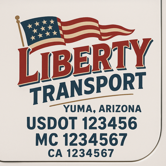 Custom Truck Door Decal Sticker Lettering Sign With Business Name, City-State, USDOT, MC, GVW, CA, KYU, VIN (Set of 2)