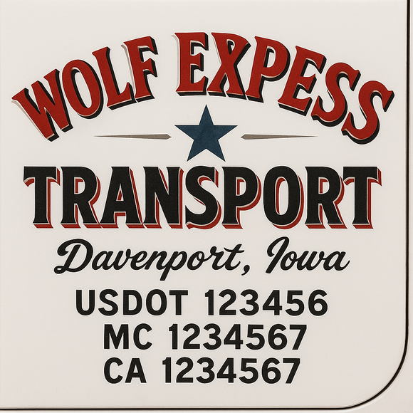 Custom Truck Door Decal Sticker Lettering Sign With Business Name, City-State, USDOT, MC, GVW, CA, KYU, VIN (Set of 2)