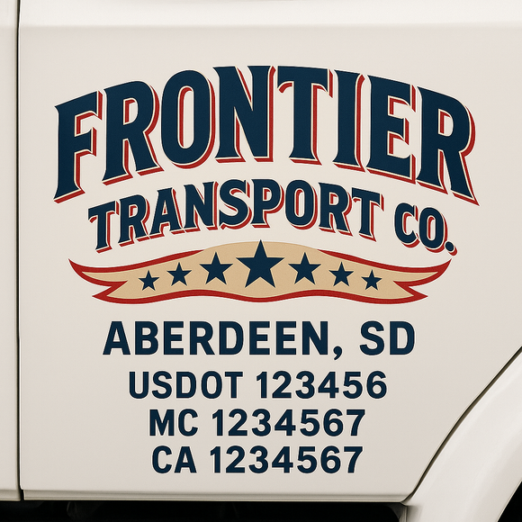 Custom Truck Door Decal Sticker Lettering Sign With Business Name, City-State, USDOT, MC, GVW, CA, KYU, VIN (Set of 2)