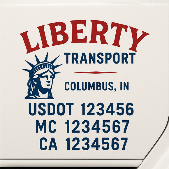 Custom Truck Door Decal Sticker Lettering Sign With Business Name, City-State, USDOT, MC, GVW, CA, KYU, VIN (Set of 2)