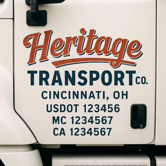 Custom Truck Door Decal Sticker Lettering Sign With Business Name, City-State, USDOT, MC, GVW, CA, KYU, VIN (Set of 2)