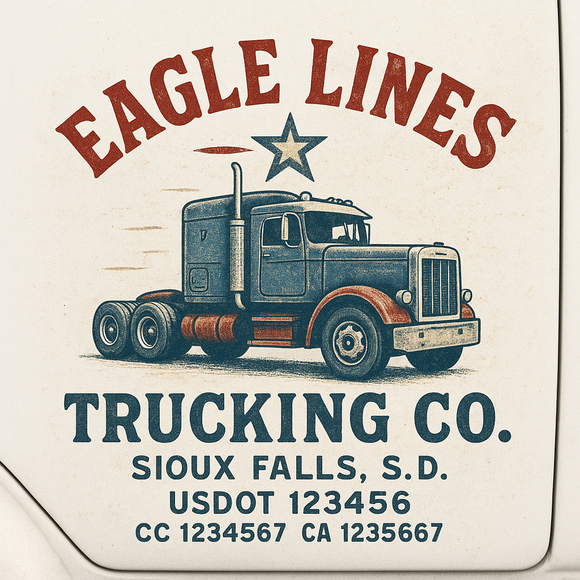 Custom Truck Door Decal Sticker Lettering Sign With Business Name, City-State, USDOT, MC, GVW, CA, KYU, VIN (Set of 2)