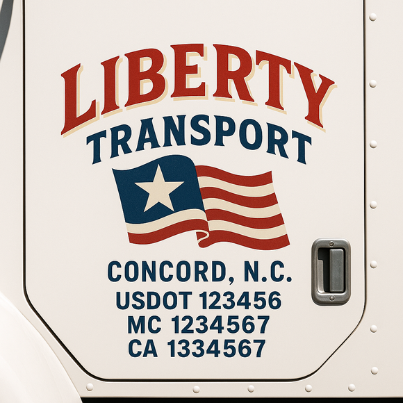Custom Truck Door Decal Sticker Lettering Sign With Business Name, City-State, USDOT, MC, GVW, CA, KYU, VIN (Set of 2)