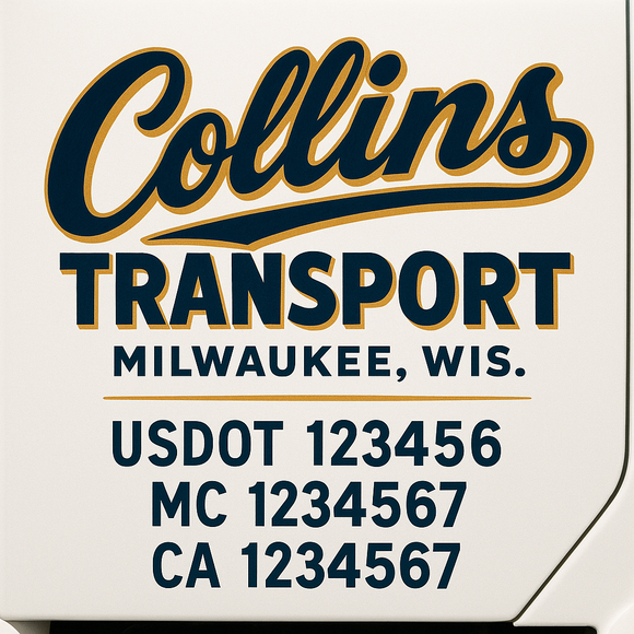 Custom Truck Door Decal Sticker Lettering Sign With Business Name, City-State, USDOT, MC, GVW, CA, KYU, VIN (Set of 2)