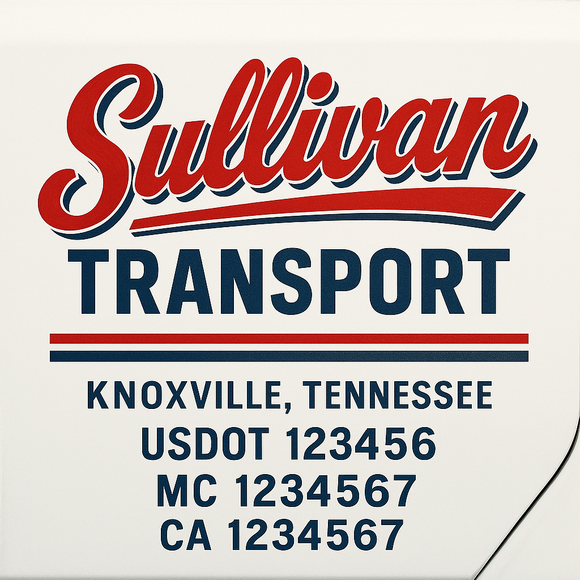 Custom Truck Door Decal Sticker Lettering Sign With Business Name, City-State, USDOT, MC, GVW, CA, KYU, VIN (Set of 2)