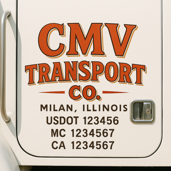 Custom Truck Door Decal Sticker Lettering Sign With Business Name, City-State, USDOT, MC, GVW, CA, KYU, VIN (Set of 2)