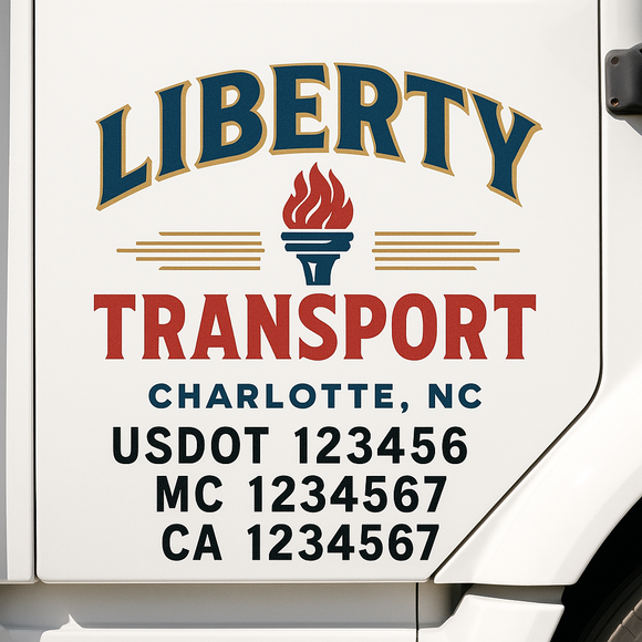 Custom Truck Door Decal Sticker Lettering Sign With Business Name, City-State, USDOT, MC, GVW, CA, KYU, VIN (Set of 2)