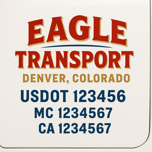 Custom Truck Door Decal Sticker Lettering Sign With Business Name, City-State, USDOT, MC, GVW, CA, KYU, VIN (Set of 2)