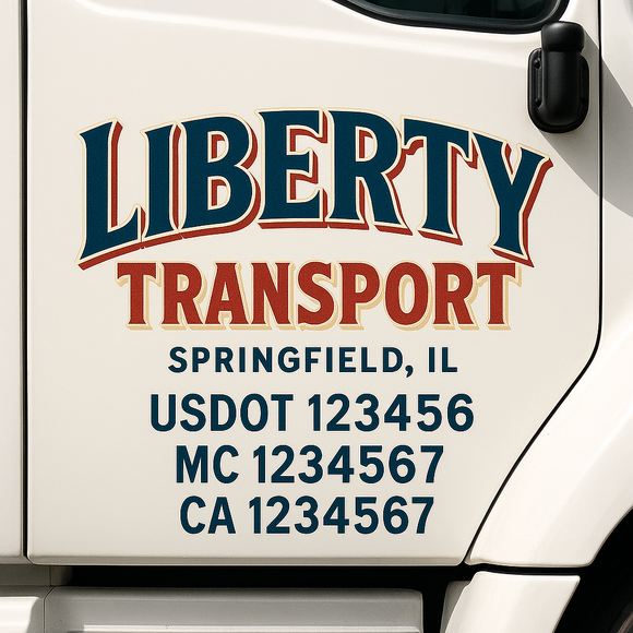 Custom Truck Door Decal Sticker Lettering Sign With Business Name, City-State, USDOT, MC, GVW, CA, KYU, VIN (Set of 2)
