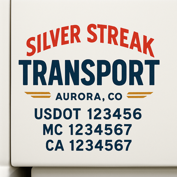 Custom Truck Door Decal Sticker Lettering Sign With Business Name, City-State, USDOT, MC, GVW, CA, KYU, VIN (Set of 2)