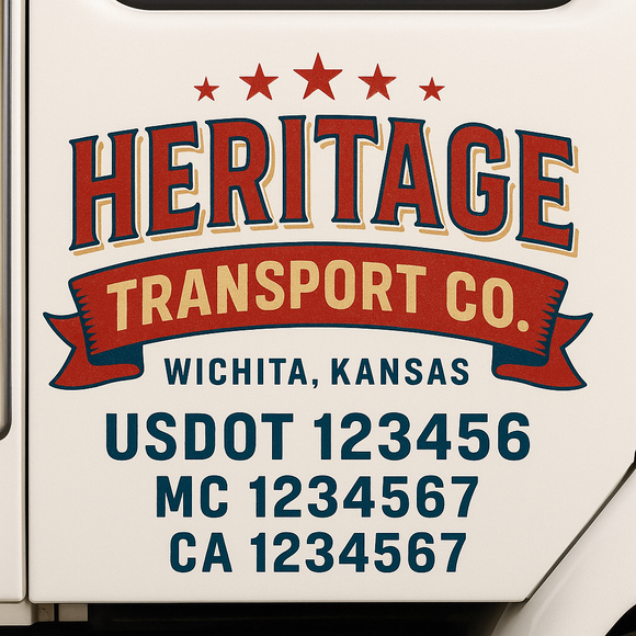 Custom Truck Door Decal Sticker Lettering Sign With Business Name, City-State, USDOT, MC, GVW, CA, KYU, VIN (Set of 2)