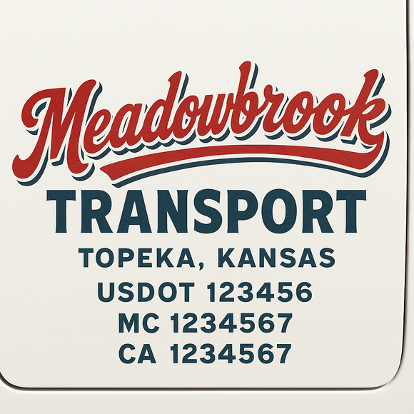 Custom Truck Door Decal Sticker Lettering Sign With Business Name, City-State, USDOT, MC, GVW, CA, KYU, VIN (Set of 2)