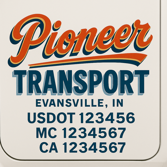 Custom Truck Door Decal Sticker Lettering Sign With Business Name, City-State, USDOT, MC, GVW, CA, KYU, VIN (Set of 2)