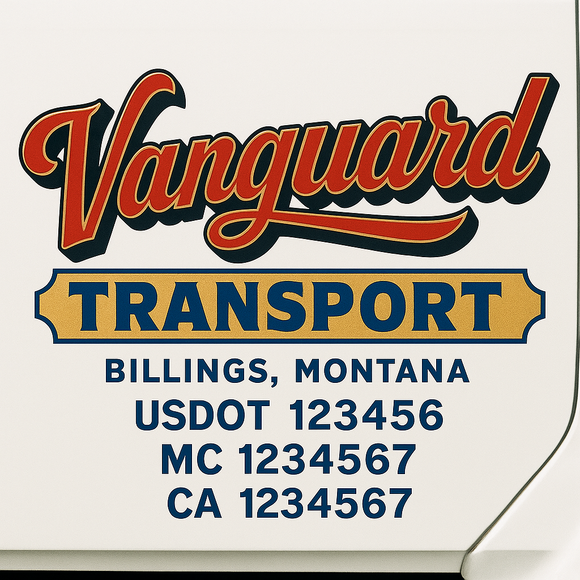 Custom Truck Door Decal Sticker Lettering Sign With Business Name, City-State, USDOT, MC, GVW, CA, KYU, VIN (Set of 2)