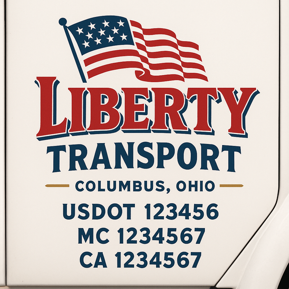 Custom Truck Door Decal Sticker Lettering Sign With Business Name, City-State, USDOT, MC, GVW, CA, KYU, VIN (Set of 2)