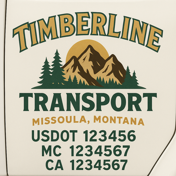 Custom Truck Door Decal Sticker Lettering Sign With Business Name, City-State, USDOT, MC, GVW, CA, KYU, VIN (Set of 2)