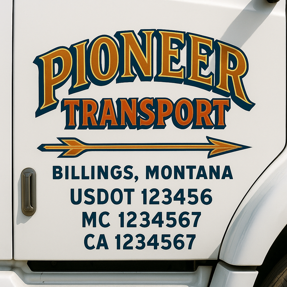 Custom Truck Door Decal Sticker Lettering Sign With Business Name, City-State, USDOT, MC, GVW, CA, KYU, VIN (Set of 2)