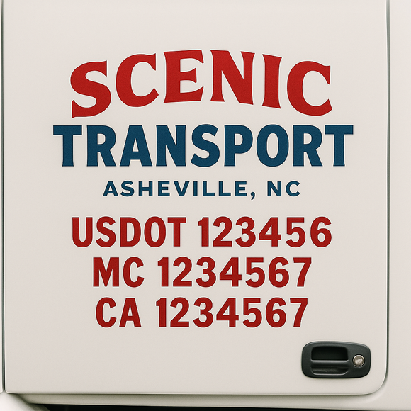 Custom Truck Door Decal Sticker Lettering Sign With Business Name, City-State, USDOT, MC, GVW, CA, KYU, VIN (Set of 2)