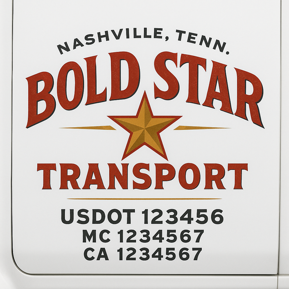 Custom Truck Door Decal Sticker Lettering Sign With Business Name, City-State, USDOT, MC, GVW, CA, KYU, VIN (Set of 2)