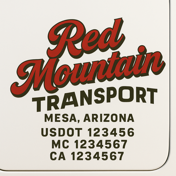 Custom Truck Door Decal Sticker Lettering Sign With Business Name, City-State, USDOT, MC, GVW, CA, KYU, VIN (Set of 2)