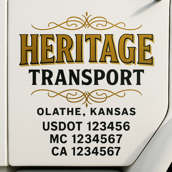Custom Truck Door Decal Sticker Lettering Sign With Business Name, City-State, USDOT, MC, GVW, CA, KYU, VIN (Set of 2)