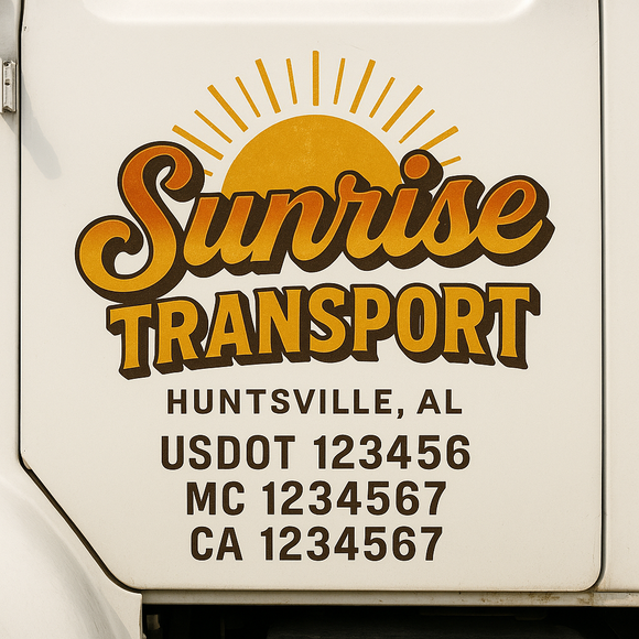 Custom Truck Door Decal Sticker Lettering Sign With Business Name, City-State, USDOT, MC, GVW, CA, KYU, VIN (Set of 2)