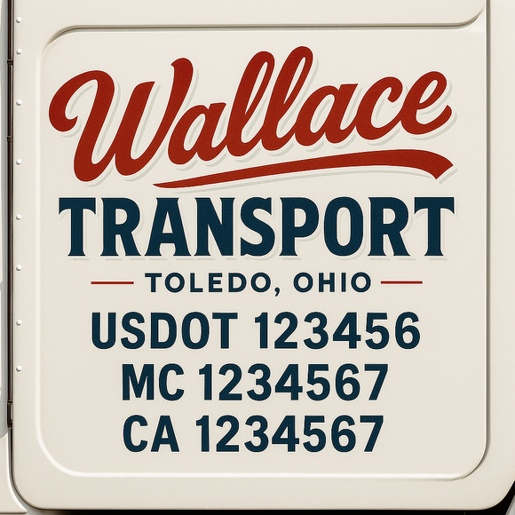 Custom Truck Door Decal Sticker Lettering Sign With Business Name, City-State, USDOT, MC, GVW, CA, KYU, VIN (Set of 2)