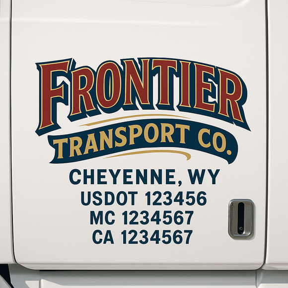 Custom Truck Door Decal Sticker Lettering Sign With Business Name, City-State, USDOT, MC, GVW, CA, KYU, VIN (Set of 2)