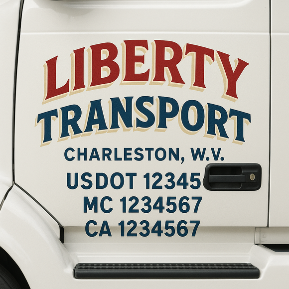 Custom Truck Door Decal Sticker Lettering Sign With Business Name, City-State, USDOT, MC, GVW, CA, KYU, VIN (Set of 2)
